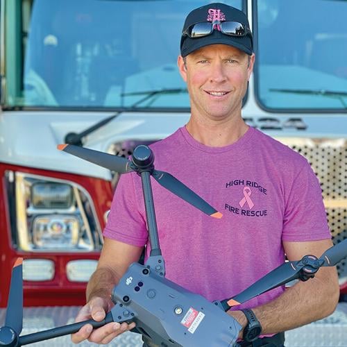 High Ridge Fire Capt. Jake Caplinger with one of the district’s drones.
