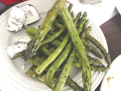 Roasted asparagus with herbed goat cheese