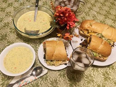 Broccoli-Cheese Soup, Stuffed French Bread