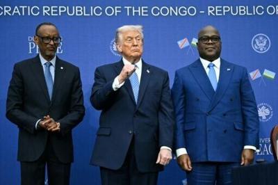 Donald Trump says the peace deal means 'everybody's going to make a lot of money' -- but Rwanda's Paul Kagame and DR Congo's Felix Tshisekedi didn't shake on it