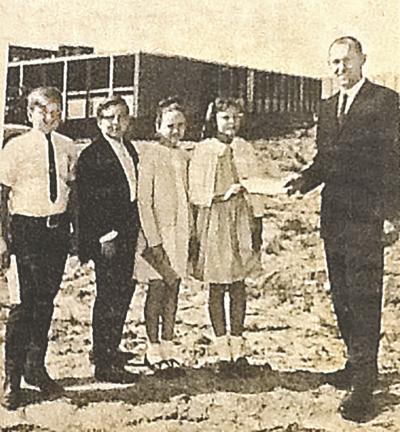 Retired Fox district principal George Guffey with Rockport Heights students