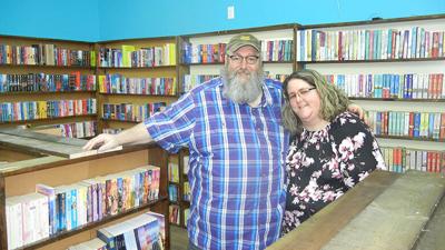 Riverbend Bookstore owners Caroline and Stephen Meyers at their store, 521 N. Truman Blvd., in Crystal City.
