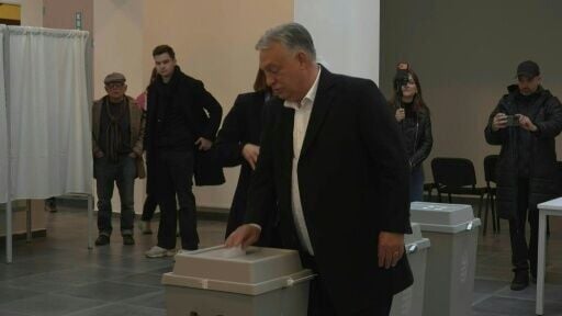 Hungary's Orban casts his ballot during parliamentary elections