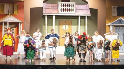 Characters finish singing “Comedy Tonight,” one of the songs in the musical.