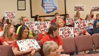 Opponents to the West Elm Place apartments were at the May 12 meeting.