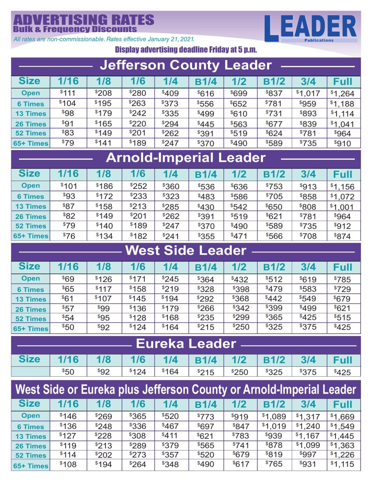 Advertising Rates January 2021