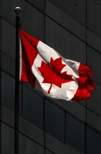 A flickering Canadian flag