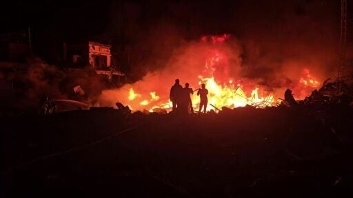 Firefighters battle blaze after Israeli strike on Tyre in southern Lebanon