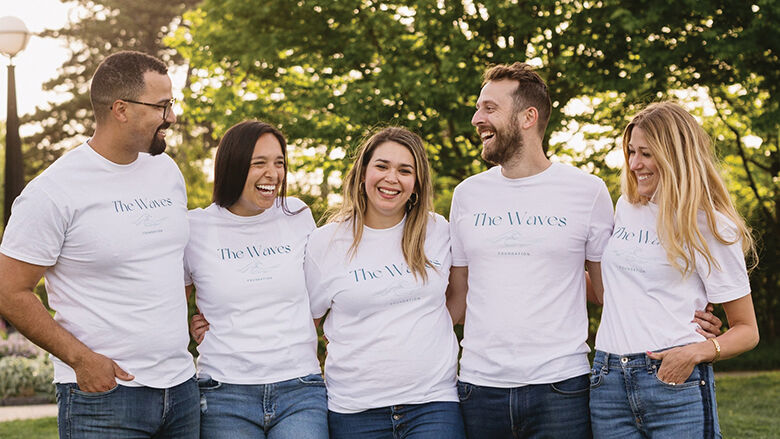 From left, Tyler McNeil, Morgan Land, Cristal and Jason Pride, and Elizabeth Kirk began The Waves Foundation in May.