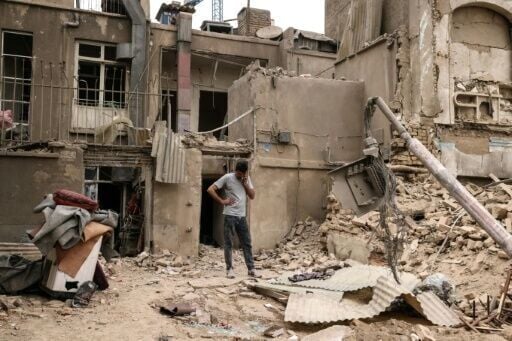 Aftermath of a strike in Tehran on Sunday