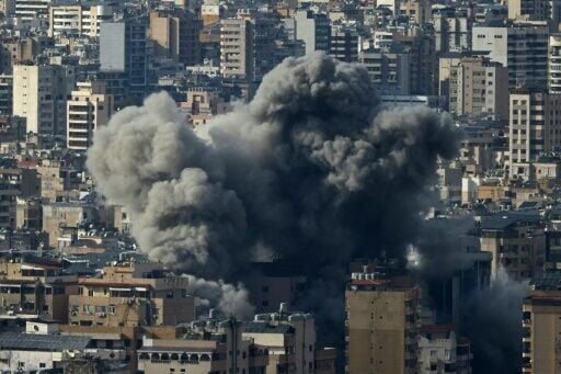 Smoke rises from the site of an Israeli airstrike in Beirut's southern suburbs