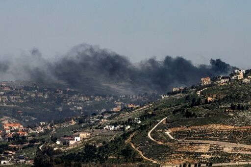 Smoke rises following Israeli bombardment on southern Lebanon near the border as seen from the Upper Galilee in northern Israel on March 18, 2026