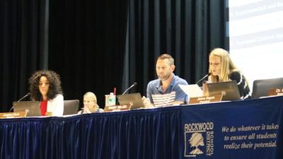Rockwood school board members, from left, Jessica Clark, Randy Miller and Jaime Bayes