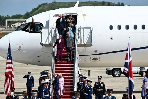 Britain's King Charles III and Queen Camilla arrived at Joint Base Andrews near Washington