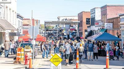 Music fills Main Street as a band performs during the 2022 StreetFest. Nine bands will play on two stages on Oct. 14.