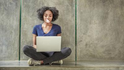 woman with laptop computer