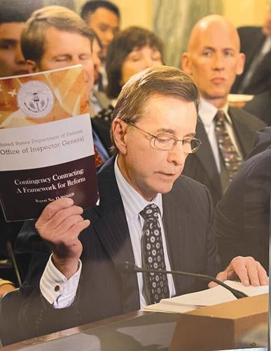 Heddell, then-inspector general for the Department of Defense, testifies before a Senate Oversight Committee in 2010.