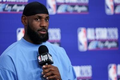 NBA all-time scoring leader LeBron James of the Los Angeles Lakers speaks before the 75th NBA All-Star Game, saying his future beyond this record 23rd campaign remains unclear