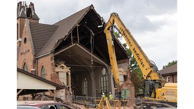 The Immaculate Conception Catholic Church in Arnold is in its final phase of demolition.