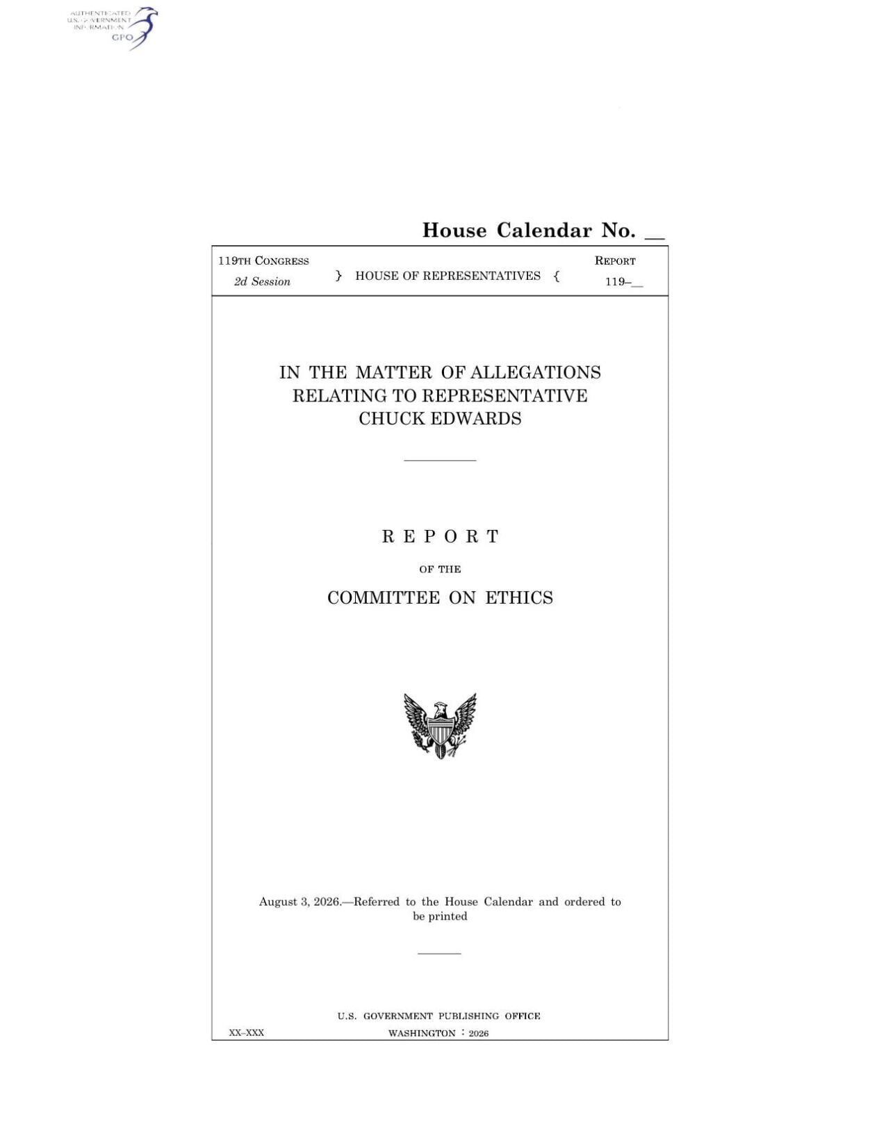 FNF - NC - Report US House Ethics Committee