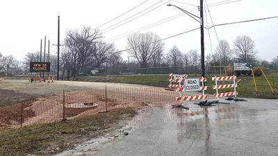 VFW Drive in Crystal City is closed to allow construction crews to raise the road out of the floodplain and reconstruct the road to avoid some tight curves.