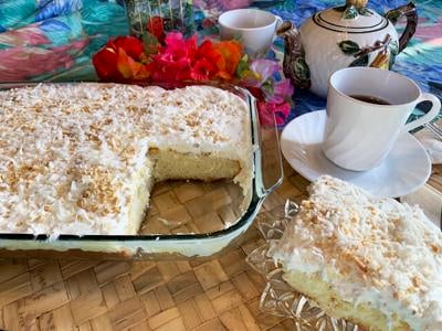 Tropical Coconut Pineapple Poke Cake