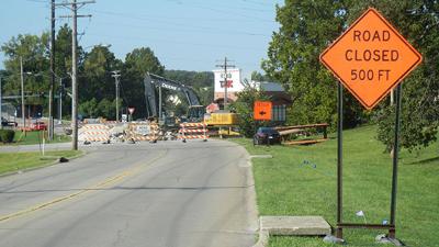 A section of South Mill Street is closed while work is being done to eliminate a sewage lagoon.