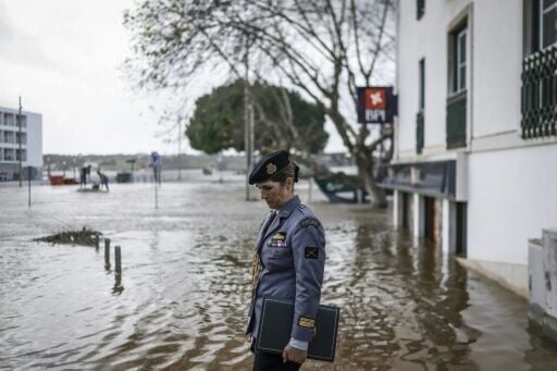 In Alcacer do Sal, south of Lisbon, the Sado river burst its banks and flooded the town centre