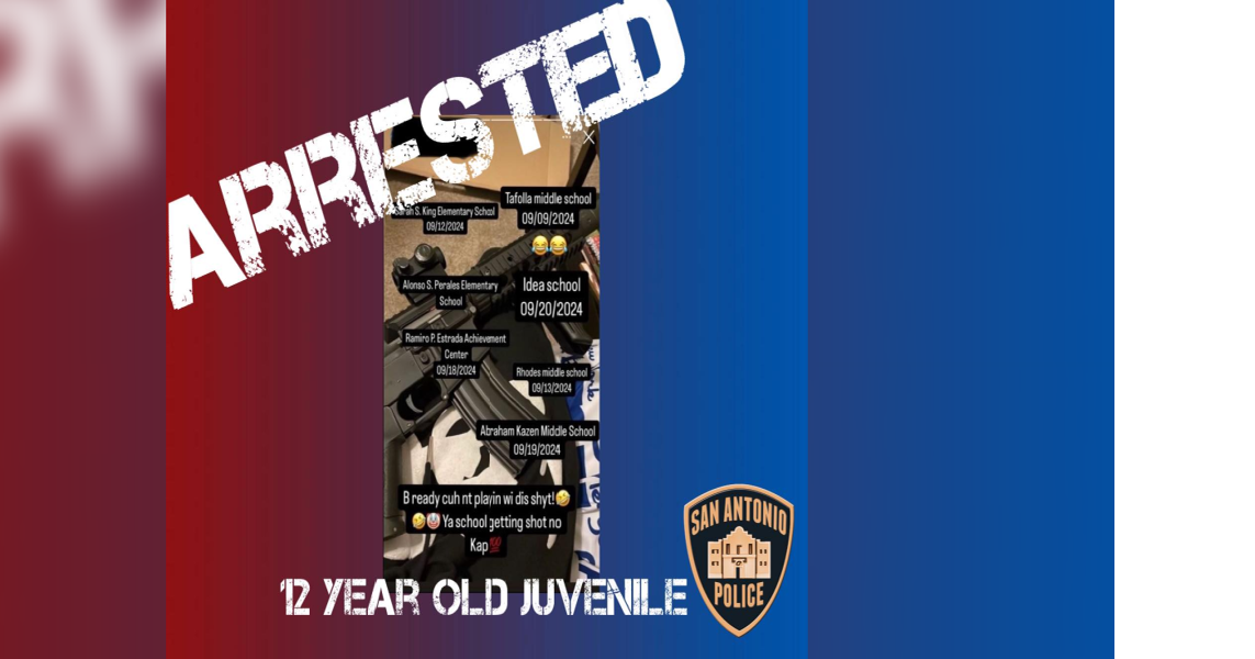 12year old juvenile arrested on seven counts of terroristic threats
