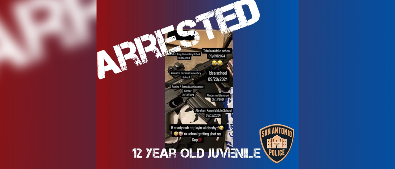 12year old juvenile arrested on seven counts of terroristic threats