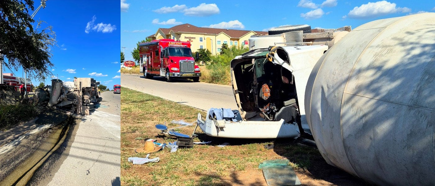 Firefighters extricate cement truck driver in serious rollover crash ...