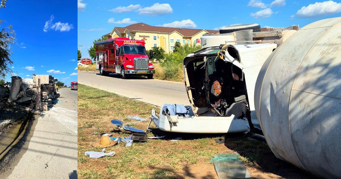 Firefighters extricate cement truck driver in serious rollover crash ...