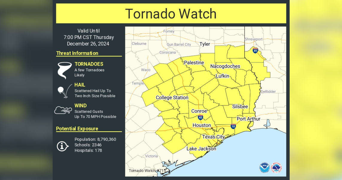 Tornado watch issued for central Texas with severe weather risks ...