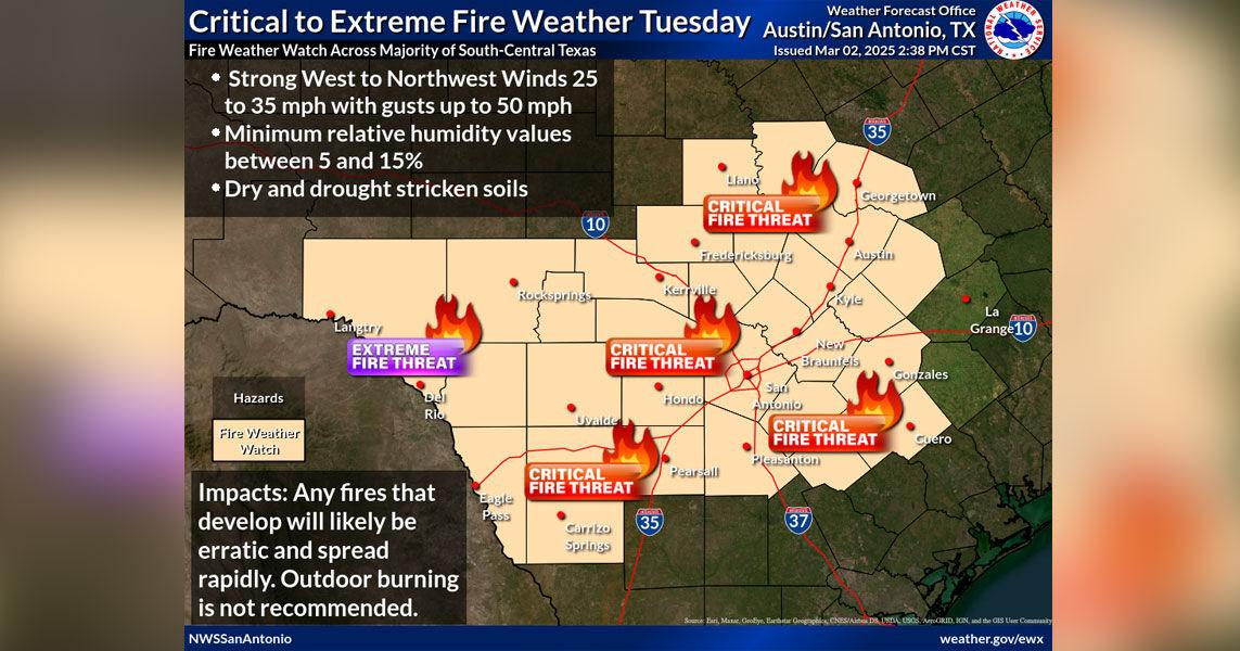 Fire weather watch issued for South Central Texas due to strong winds ...