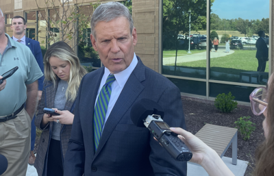 Gov. Bill Lee addresses reporters following the failed execution of Christa Pike, Oct. 1, 2026