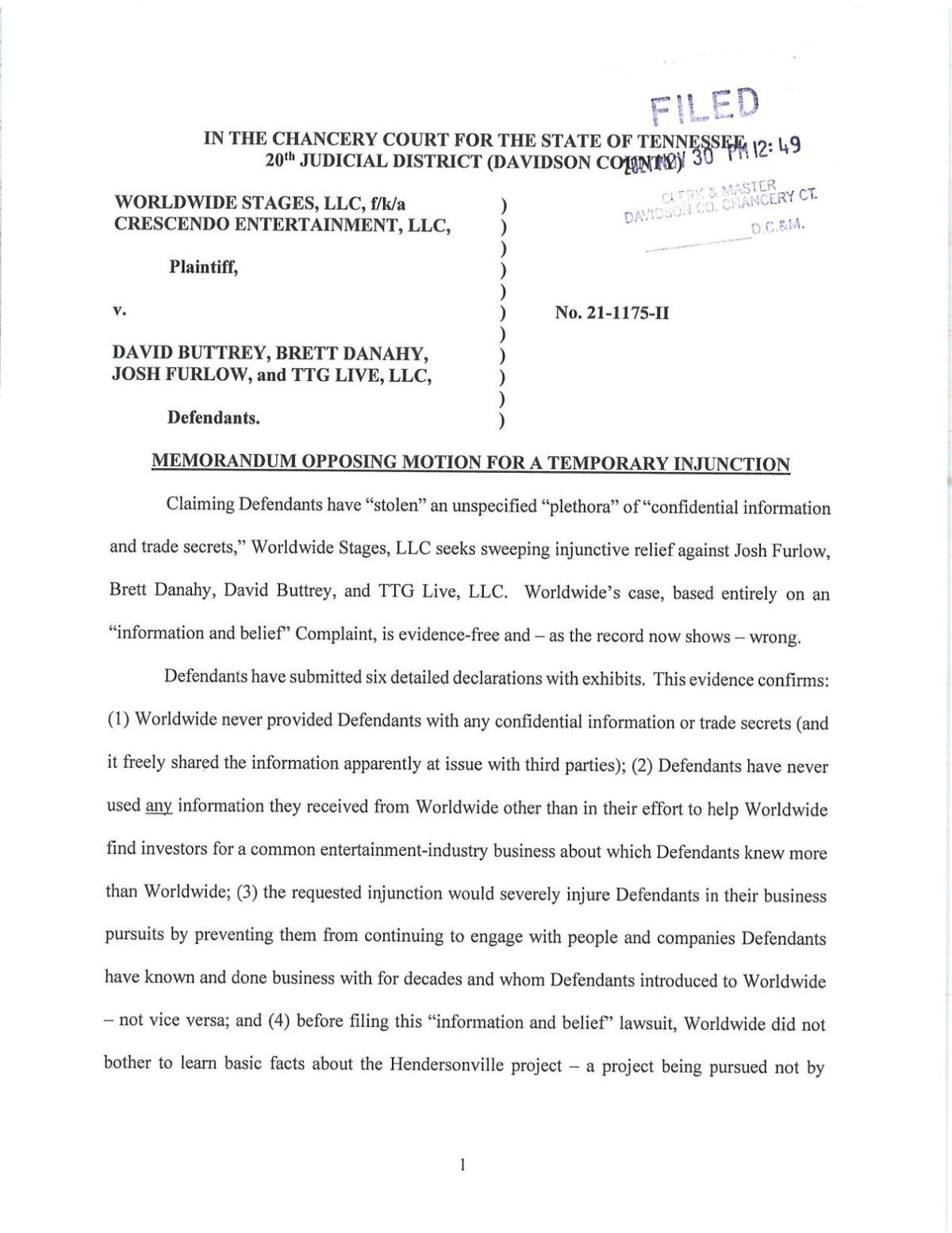 Defendant response