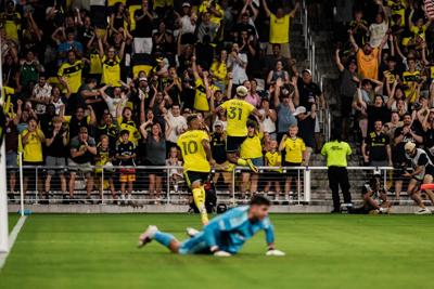 Nashville SC defender Andy Najar celebrates game-winning goal