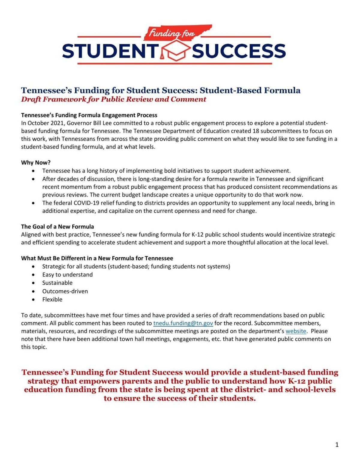 Draft Education Formula Overview