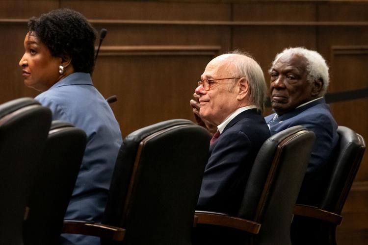 Advocate Stacey Abrams, Rep. Steve Cohen and civil rights attorney Walter Bailey testify during a Senate Judiciary Committee hearing, May 6, 2026