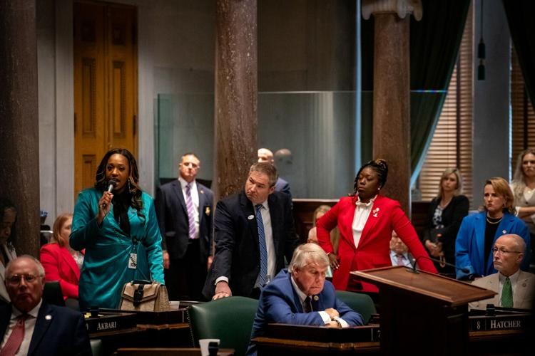 Sen. London Lamar speaks against congressional districting on the Senate floor, May 5, 2026