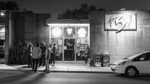 Black and white photo of fans outside East Nashville music venue The 5 Spot during Sweet by Sweet Time Fest in August 2019
