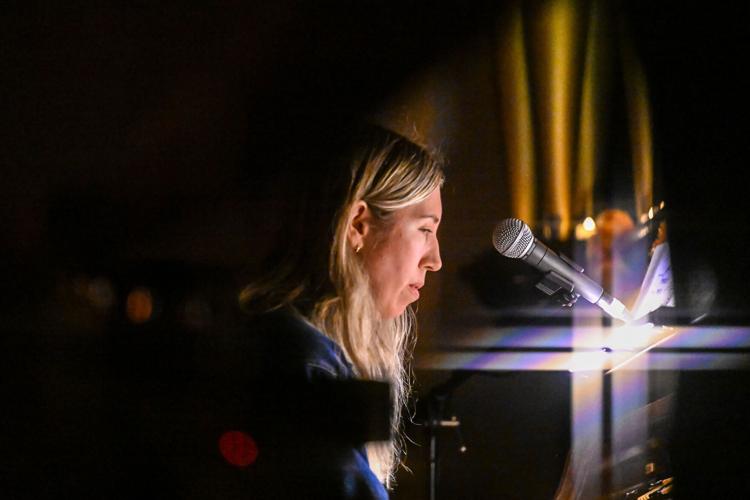 Jo Schornikow at the release celebration for 'Quiet Excerpts' at Woodland Presbyterian Church
