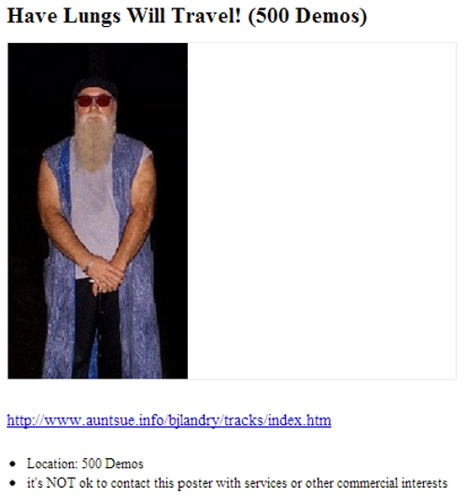 A Song for Craig: Lurking in the Craigslist 'Musicians' Community [Just Plain Weird]
