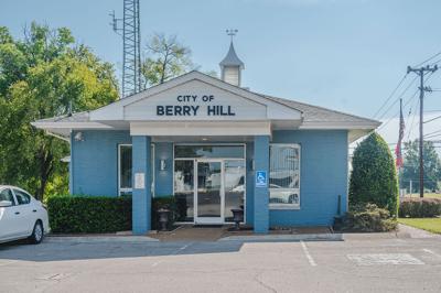A blue and white building with signage reading "City of Berry Hill"