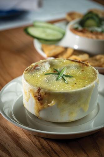 French onion soup at The Finch American Grill