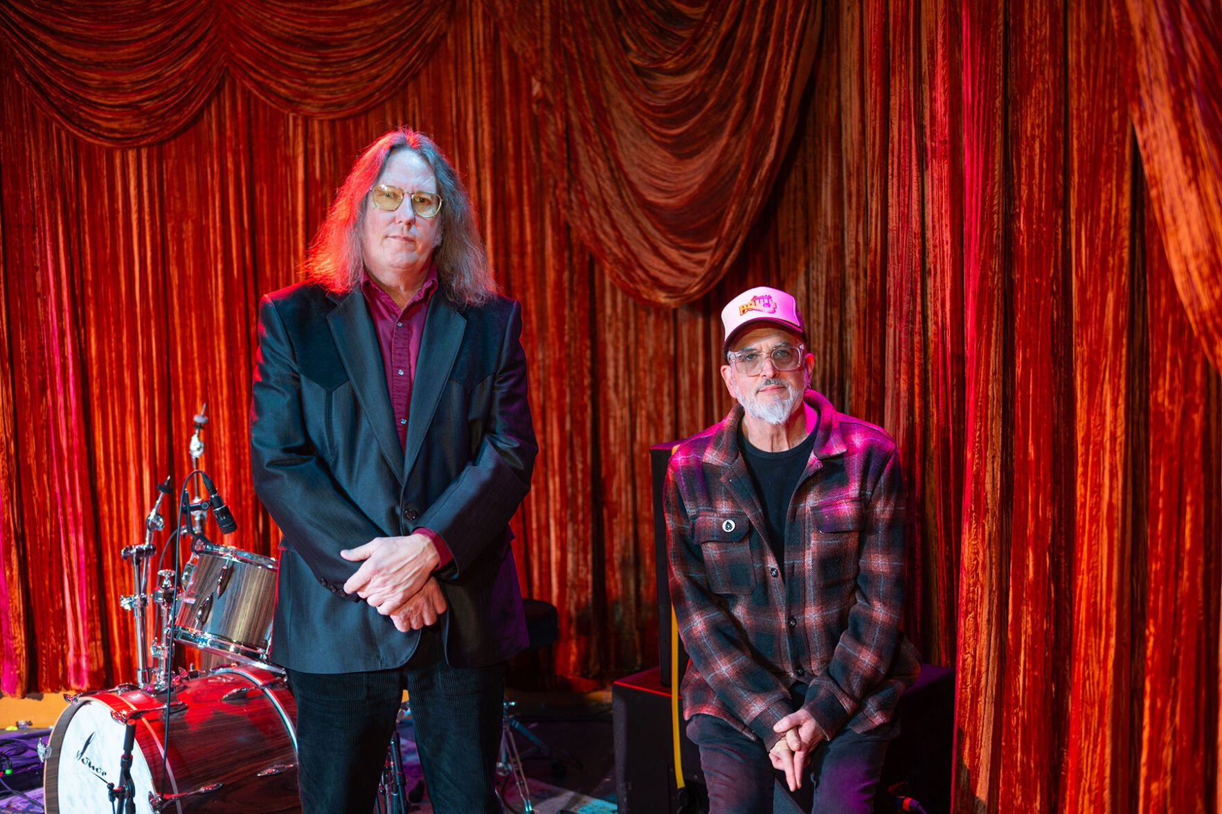 Chark Kinsolving (left) and Jamie Rubin on stage at Eastside Bowl