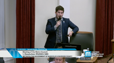 Councilmember Jacob Kupin addresses the Metro Council, July 2, 2024