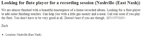 A Song for Craig: Lurking in the Craigslist 'Musicians' Community [East Nashville]