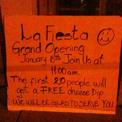 Tabouli's space becoming "La Fiesta"