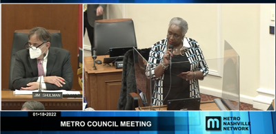 Councilmember At-Large Sharon Hurt address the Metro Council on Jan. 18, 2022
